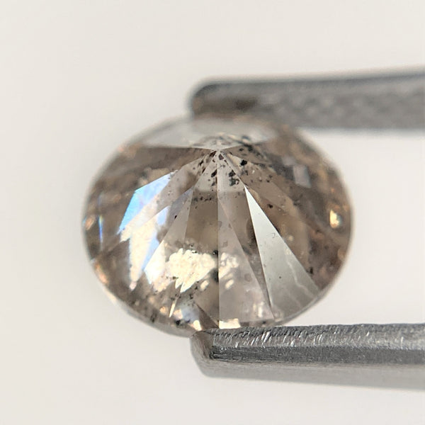 1.42 Ct Salt and Pepper Brilliant Cut Natural Diamond, 6.95 mm x 4.42 mm Grey & Black Loose Diamonds, Natural Loose Diamond SJ97-04