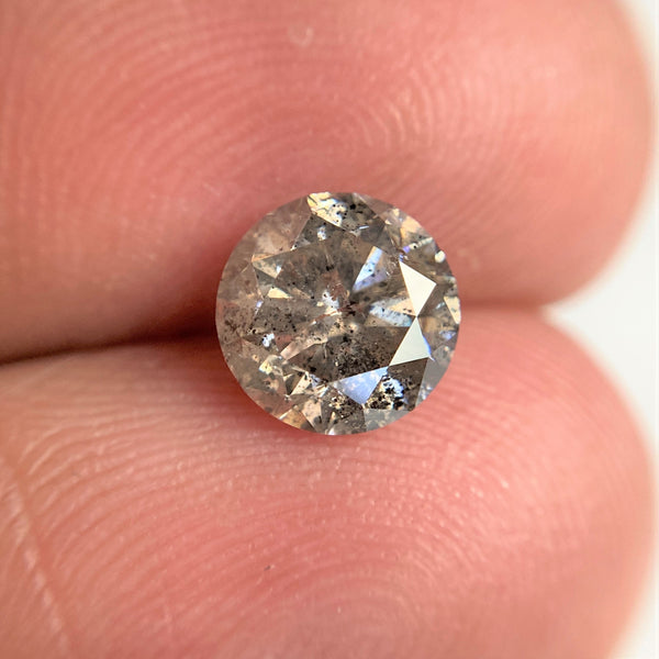 1.42 Ct Salt and Pepper Brilliant Cut Natural Diamond, 6.95 mm x 4.42 mm Grey & Black Loose Diamonds, Natural Loose Diamond SJ97-04