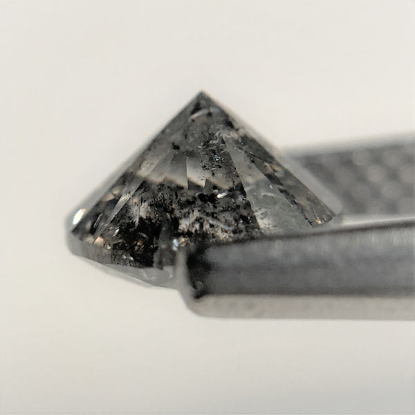 1.02 Ct Natural Salt and Pepper Brilliant Cut Diamond 6.18 mm x 4.07 mm Grey Black Color Loose Diamonds, Natural Loose Diamond SJ97-24