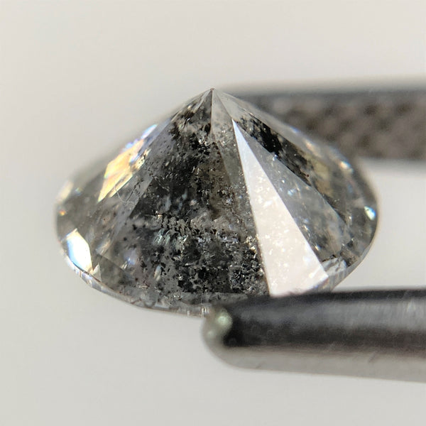 1.01 Ct Salt and Pepper Brilliant Cut Natural Diamond, 6.59 mm x 3.70 mm Grey & Black Loose Diamonds, Natural Loose Diamond SJ98-07