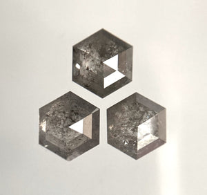 3 Pcs 1.01 Ct Hexagon Shape Natural Loose Diamond, 4.48 mm to 4.65 mm Fancy Color Hexagon Cut loose diamond Use for Jewellery making SJ28/40