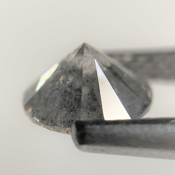 1.22 Ct Salt and Pepper Brilliant Cut Natural Diamond, 6.74 mm x 4.14 mm Grey & Black Loose Diamonds, Natural Loose Diamond SJ99-10