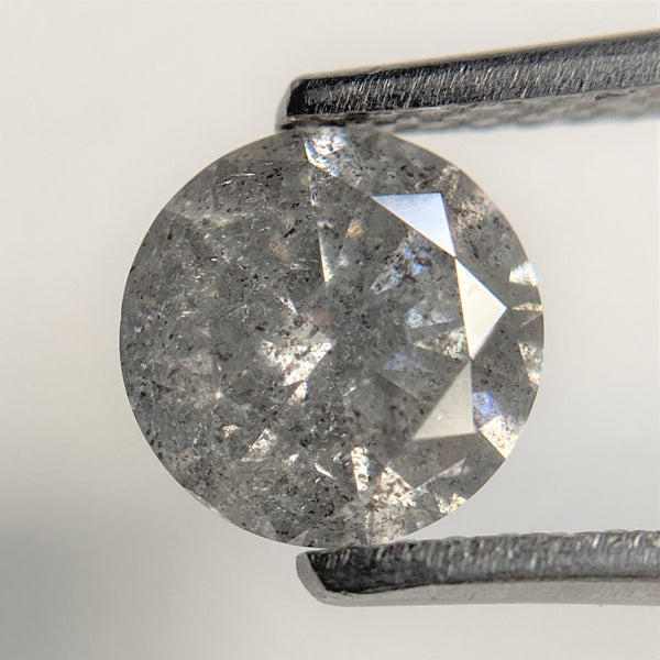 1.22 Ct Salt and Pepper Brilliant Cut Natural Diamond, 6.74 mm x 4.14 mm Grey & Black Loose Diamonds, Natural Loose Diamond SJ99-10