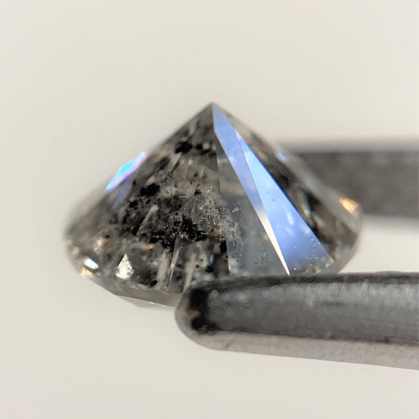 1.20 Ct Salt and Pepper Brilliant Cut Natural Diamond, 6.65 mm x 4.14 mm Grey & Black Loose Diamonds, Natural Loose Diamond SJ99-13
