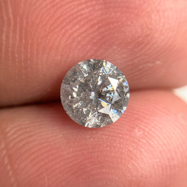 1.20 Ct Salt and Pepper Brilliant Cut Natural Diamond, 6.43 mm x 4.27 mm Grey & Black Loose Diamonds, Natural Loose Diamond SJ99-14