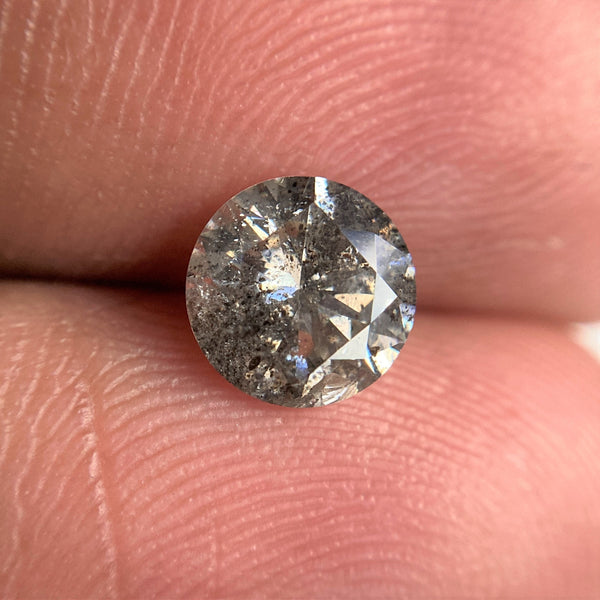 1.15 Ct Salt and Pepper Brilliant Cut Natural Diamond, 6.61 mm x 4.08 mm Grey & Black Loose Diamonds, Natural Loose Diamond SJ99-16