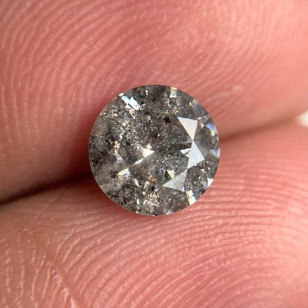 1.14 Ct Salt and Pepper Brilliant Cut Natural Diamond, 6.60 mm x 4.07 mm Grey & Black Loose Diamonds, Natural Loose Diamond SJ99-17