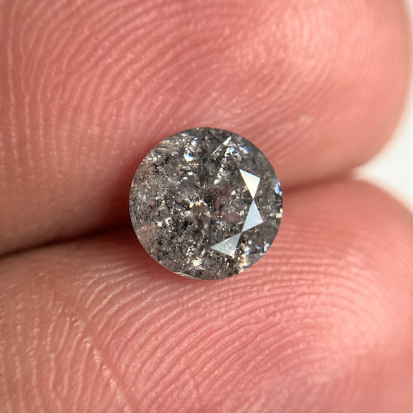 1.13 Ct Salt and Pepper Brilliant Cut Natural Diamond, 6.54 mm x 4.10 mm Grey & Black Loose Diamonds, Natural Loose Diamond SJ99-18