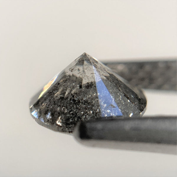 1.08 Ct Natural Salt and Pepper Brilliant Cut Diamond 6.48 mm x 3.99 mm Grey Black Color Loose Diamonds, Natural Loose Diamond SJ99-31