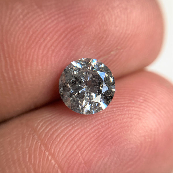 1.07 Ct Natural Salt and Pepper Brilliant Cut Diamond 6.46 mm x 3.91 mm Grey Black Color Loose Diamonds, Natural Loose Diamond SJ99-34