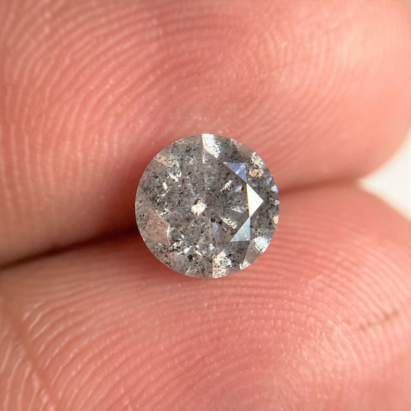 1.02 Ct Salt and Pepper Brilliant Cut Natural Diamond, 6.20 mm x 3.96 mm Grey & Black Loose Diamonds, Natural Loose Diamond SJ99-59
