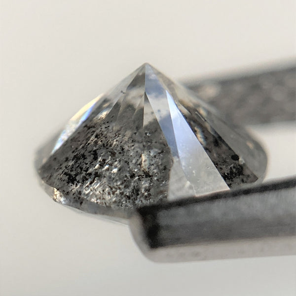 1.01 Ct Round Brilliant Cut Natural Salt and Pepper Diamond, 6.31 mm x 3.89 mm Gray and black Loose Diamonds, Natural Loose Diamond SJ99-61