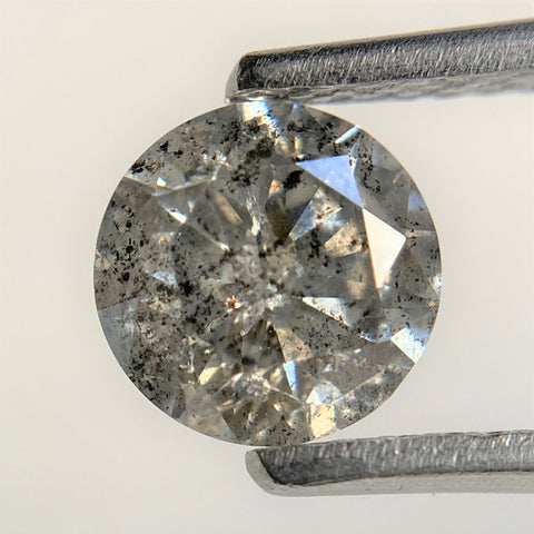 1.01 Ct Round Brilliant Cut Natural Salt and Pepper Diamond, 6.31 mm x 3.89 mm Gray and black Loose Diamonds, Natural Loose Diamond SJ99-61