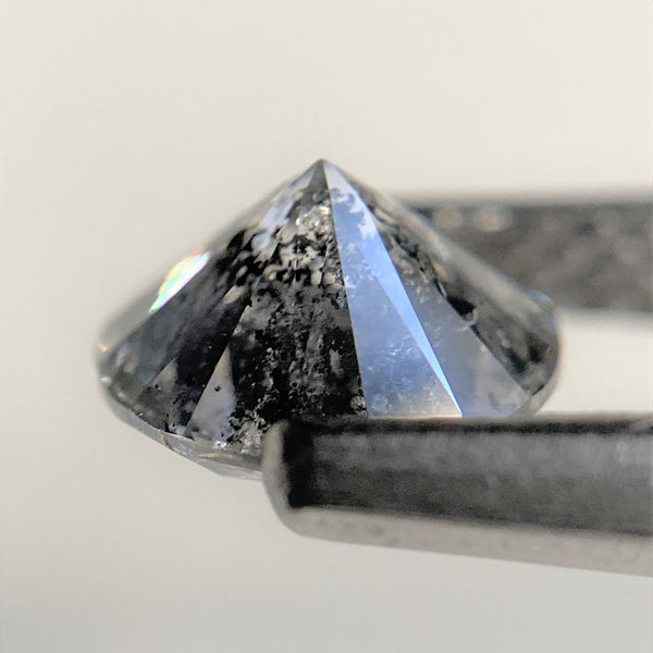1.01 Ct Round Brilliant Cut Natural Salt and Pepper Diamond, 6.33 mm x 3.91 mm Gray and black Loose Diamonds, Natural Loose Diamond SJ99-64