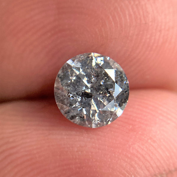 1.01 Ct Round Brilliant Cut Natural Salt and Pepper Diamond, 6.33 mm x 3.91 mm Gray and black Loose Diamonds, Natural Loose Diamond SJ99-64