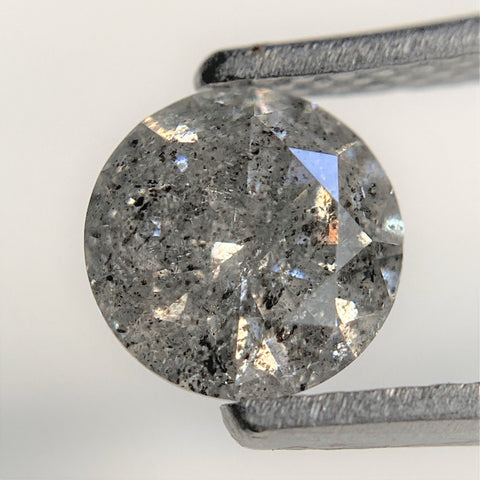 1.00 Ct 6.28 mm x 3.92 mm Natural Loose Diamond Round Brilliant Salt And Pepper, Gray and Black Color i3 Clarity Round Diamond SJ99-67