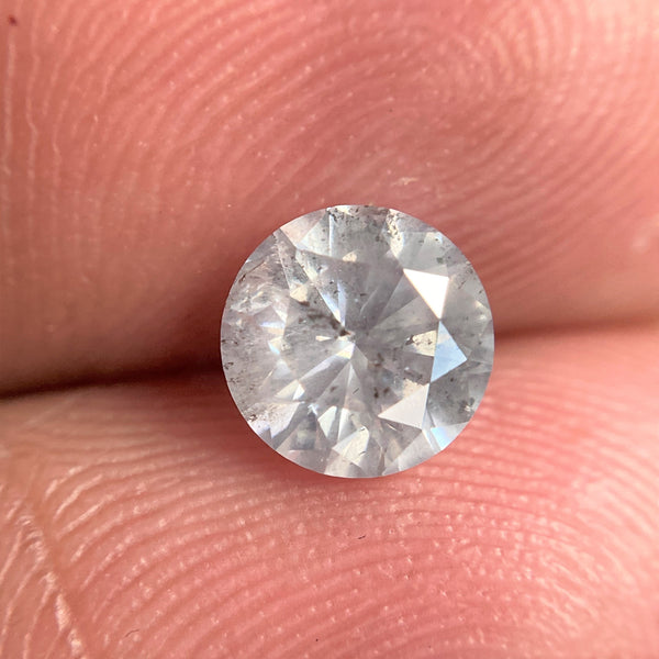 1.00 Ct 6.11 mm x 3.95 mm Natural Loose Diamond Round Brilliant Salt And Pepper, Gray and Black Color i3 Clarity Round Diamond SJ99-68