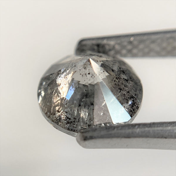 1.54 Ct Salt and Pepper Brilliant Cut Natural Diamond, 6.87 mm x 4.73 mm Grey & Black Loose Diamonds, Natural Loose Diamond SJ97-06