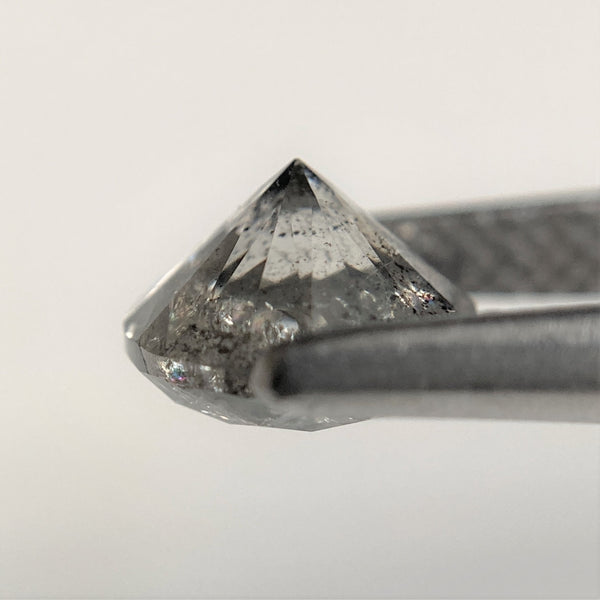 1.54 Ct Salt and Pepper Brilliant Cut Natural Diamond, 6.87 mm x 4.73 mm Grey & Black Loose Diamonds, Natural Loose Diamond SJ97-06