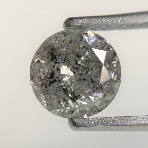 1.39 Ct Salt and Pepper Brilliant Cut Natural Diamond, 6.84 mm x 4.52 mm Grey & Black Loose Diamonds, Natural Loose Diamond SJ97-07