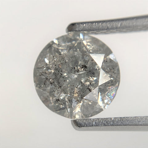 1.35 Ct Salt and Pepper Brilliant Cut Natural Diamond, 6.86 mm x 4.37 mm Grey & Black Loose Diamonds, Natural Loose Diamond SJ97-08