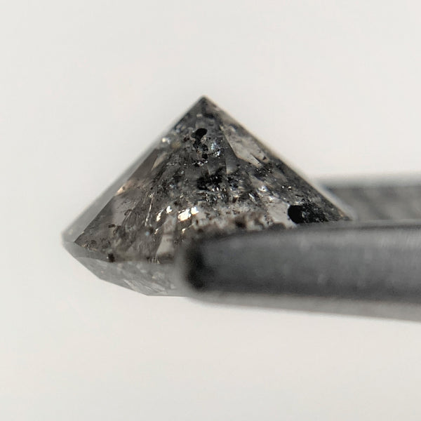 1.20 Ct Salt and Pepper Brilliant Cut Natural Diamond, 6.70 mm x 4.14 mm Grey & Black Loose Diamonds, Natural Loose Diamond SJ97-09