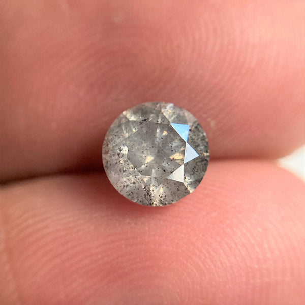 1.13 Ct Natural Loose Diamond Round Brilliant Cut Fancy Gray Black Color i3 Clarity 6.29 mm x 4.19 mm Size, Salt and Pepper Diamond SJ97-28