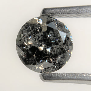 1.00 Ct Natural Loose Diamond Round Brilliant Cut Fancy Gray Black Color i3 Clarity 6.12 mm x 3.96 mm Size, Salt and Pepper Diamond SJ97-30