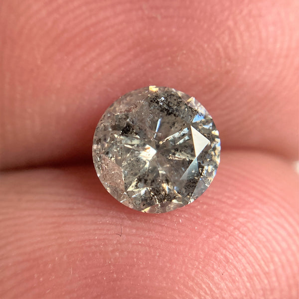 1.02 Ct Natural Loose Diamond Round Brilliant Cut Fancy Gray Black Color i3 Clarity 6.31 mm x 3.94 mm Size, Salt and Pepper Diamond SJ97-31
