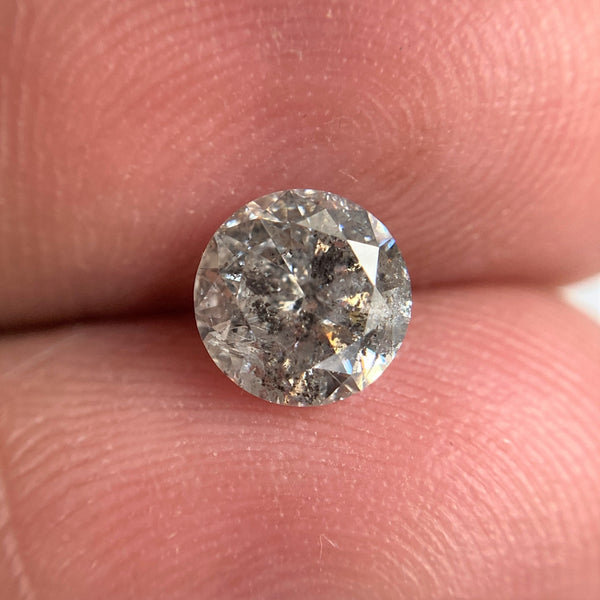 1.03 Ct Natural Salt and Pepper Brilliant Cut Diamond 6.14 mm x 3.95 mm Grey Black Color Loose Diamonds, Natural Loose Diamond SJ97-33