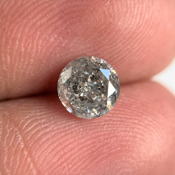 0.94 Ct Natural Salt and Pepper Brilliant Cut Diamond 5.93 mm x 3.84 mm Grey Black Color Loose Diamonds, Natural Loose Diamond SJ97-37
