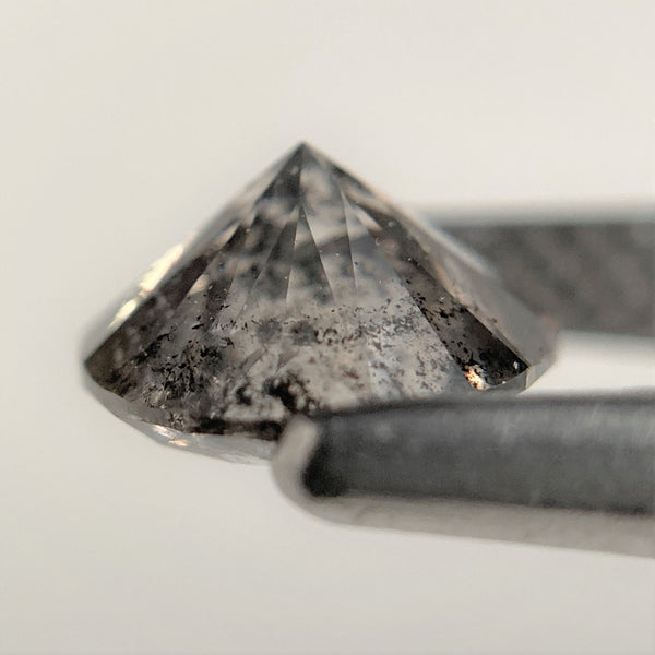 0.93 Ct Natural Salt and Pepper Brilliant Cut Diamond 6.22 mm x 3.61 mm Grey Black Color Loose Diamonds, Natural Loose Diamond SJ97-39