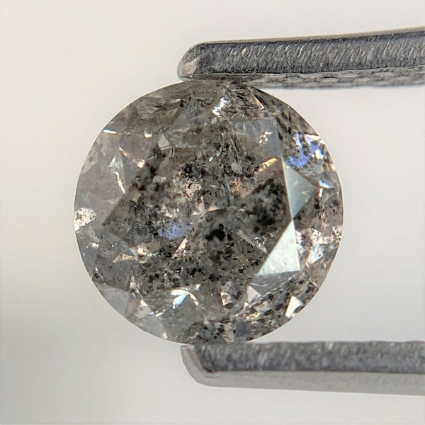 0.92 Ct Natural Salt and Pepper Brilliant Cut Diamond 5.92 mm x 3.94 mm  Grey Black Color Loose Diamonds, Natural Loose Diamond SJ97-40