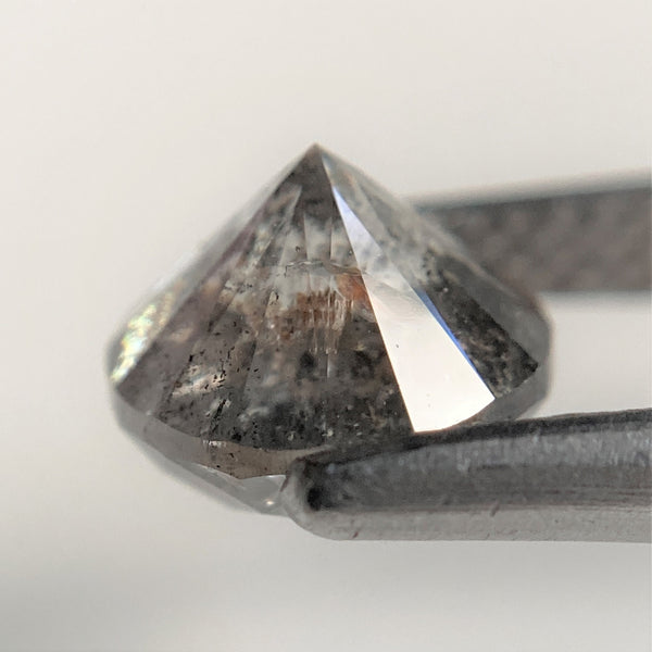 1.95 Ct Round Cut Natural Loose Diamond, 7.10 mm x 5.40 mm Round Shape Brilliant Cut Salt And Pepper i3 Clarity, Loose Diamond SJ98-01