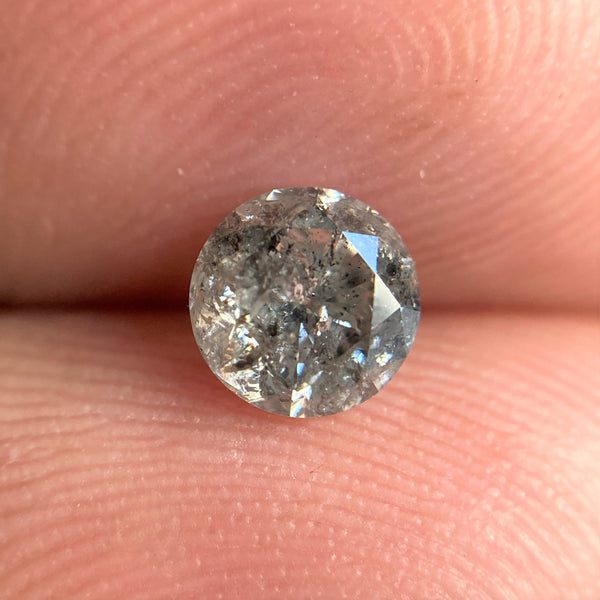 0.55 Ct Round Brilliant Cut Natural Salt and Pepper Diamond, 5.06 mm x 3.08 mm Gray and black Loose Diamonds, Natural Loose Diamond SJ98-28
