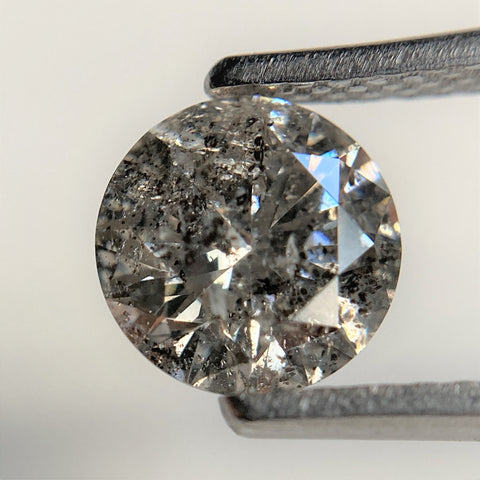 1.20 Ct Salt and Pepper Brilliant Cut Natural Diamond, 6.65 mm x 4.14 mm Grey & Black Loose Diamonds, Natural Loose Diamond SJ99-13