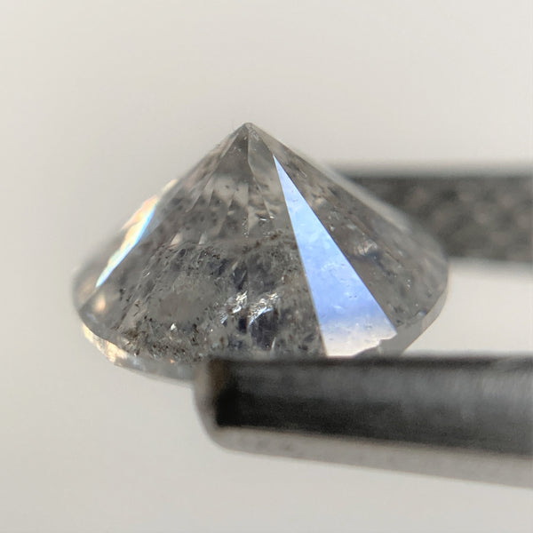 1.10 Ct 6.40 mm x 4.06 mm Natural Loose Diamond Round Brilliant Salt And Pepper, Gray and Black Color i3 Clarity Round Diamond SJ99-26