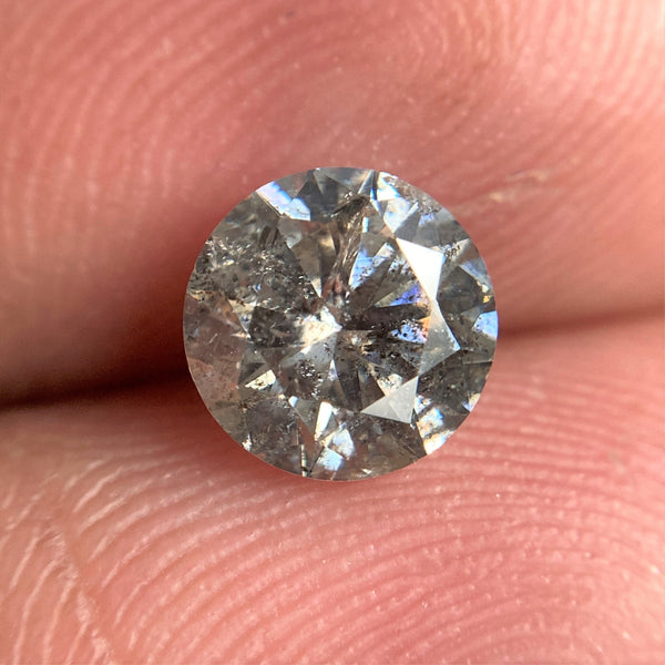 1.09 Ct 6.48 mm x 4.00 mm  Natural Loose Diamond Round Brilliant Salt And Pepper, Gray and Black Color i3 Clarity Round Diamond SJ99-28