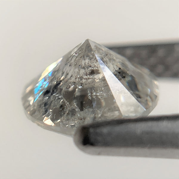 1.03 Ct Natural Salt and Pepper Brilliant Cut Diamond 6.17 mm x 4.07 mm Grey Black Color Loose Diamonds, Natural Loose Diamond SJ99-52