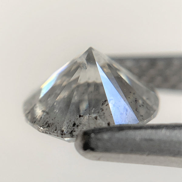 1.02 Ct Salt and Pepper Brilliant Cut Natural Diamond, 6.41 mm x 3.86 mm Grey & Black Loose Diamonds, Natural Loose Diamond SJ99-60