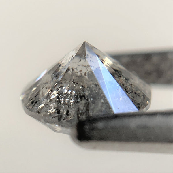 1.01 Ct Round Brilliant Cut Natural Salt and Pepper Diamond, 6.11 mm x 4.00 mm Gray and black Loose Diamonds, Natural Loose Diamond SJ99-63