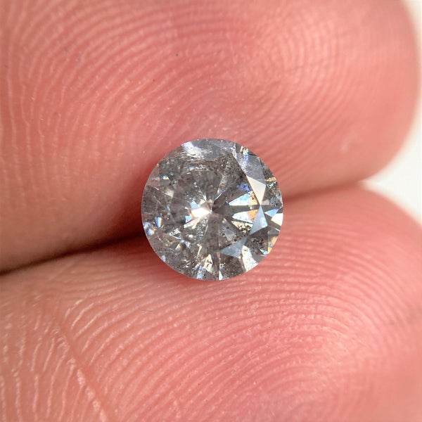 0.99 Ct 6.19 mm x 3.87 mm Natural Loose Diamond Round Brilliant Salt And Pepper, Gray and Black Color i3 Clarity Round Diamond SJ99-69