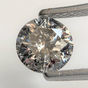 0.98 Ct Round Brilliant Cut Diamond, 6.35 mm x 3.90 mm Salt and Pepper Natural Loose Diamond, Natural Loose Brilliant Cut Diamond SJ99-72