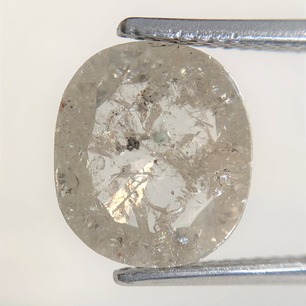 3.51 Ct Natural loose diamond Oval Shape Salt and Pepper, 10.64 mm x 9.42 mm x 3.48 mm Gray Rose-Cut Oval shape natural diamond, SJ88-02