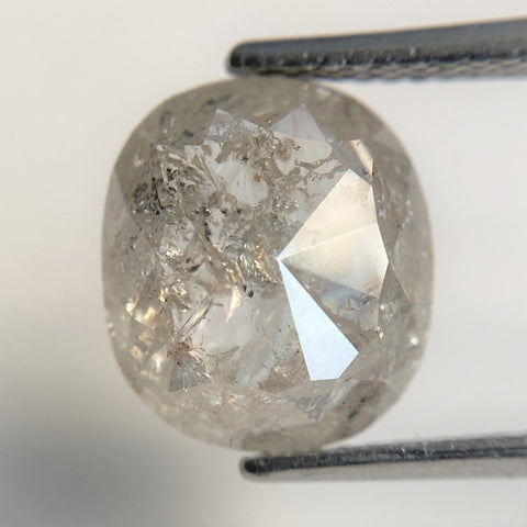 3.47 Ct Natural loose diamond Oval Shape Salt and Pepper, 10.71 mm x 9.42 mm x 3.67 mm Gray Rose-Cut Oval shape natural diamond, SJ88-03