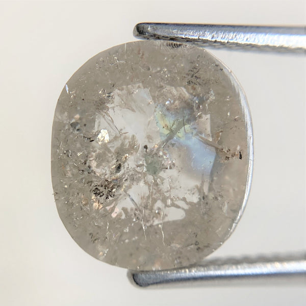 3.47 Ct Natural loose diamond Oval Shape Salt and Pepper, 10.71 mm x 9.42 mm x 3.67 mm Gray Rose-Cut Oval shape natural diamond, SJ88-03