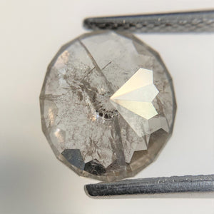 2.13 Ct Natural loose diamond Oval Shape Salt and Pepper, 10.00 mm x 9.03 mm x 3.08 mm Gray Rose-Cut Oval shape natural diamond, SJ88-06