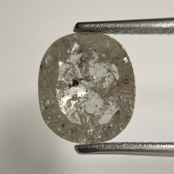 3.51 Ct Natural loose diamond Oval Shape Salt and Pepper, 10.64 mm x 9.42 mm x 3.48 mm Gray Rose-Cut Oval shape natural diamond, SJ88-02