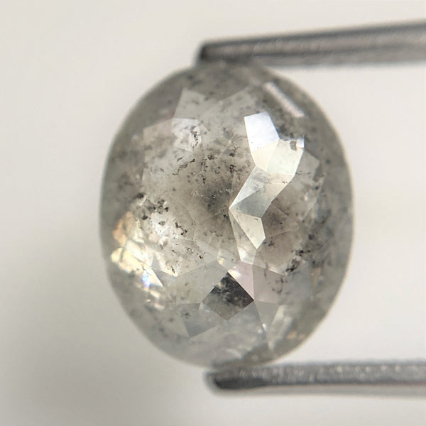3.51 Ct Natural loose diamond Oval Shape Salt and Pepper, 10.45 mm x 8.67 mm x 4.40 mm Gray Rose-Cut Oval shape natural diamond, SJ88-05
