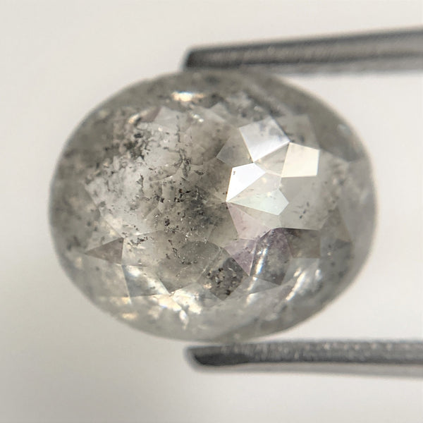3.51 Ct Natural loose diamond Oval Shape Salt and Pepper, 10.45 mm x 8.67 mm x 4.40 mm Gray Rose-Cut Oval shape natural diamond, SJ88-05